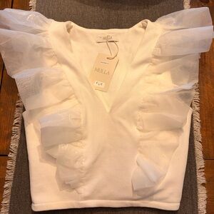 Mulla White Ruffled Women's Blouse
